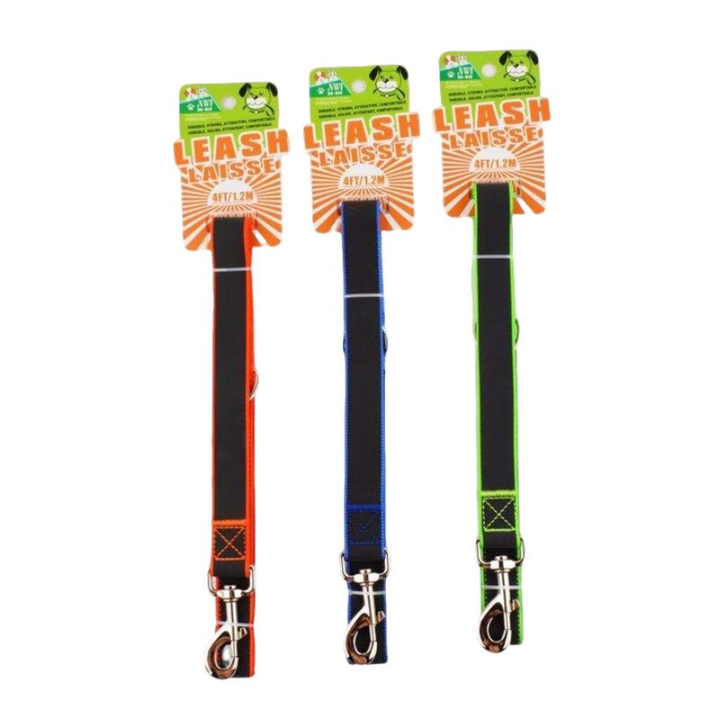 Neon Glow Dog Leash - 2.5CM x 4FT Assorted Colors - Brantford Surplus