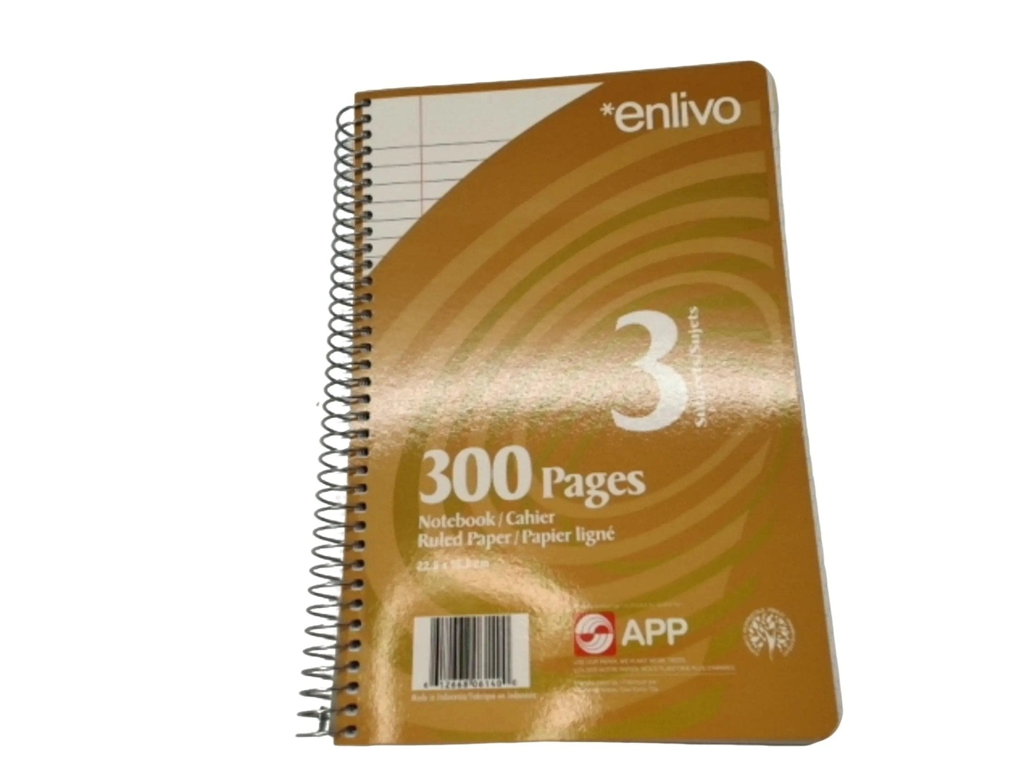 Notebook 300 Pages 3 Subjects Enlivo - Brantford Surplus