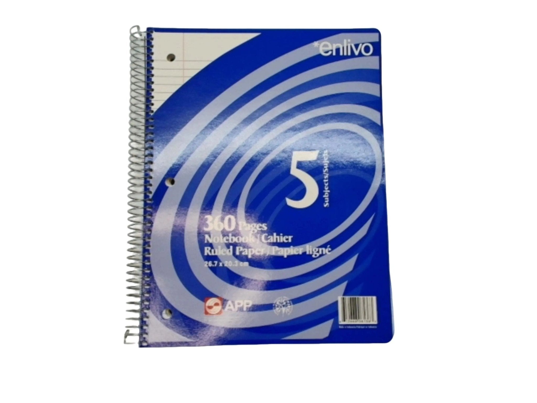 Notebook 360 Pages 5 Subjects Enlivo - Brantford Surplus
