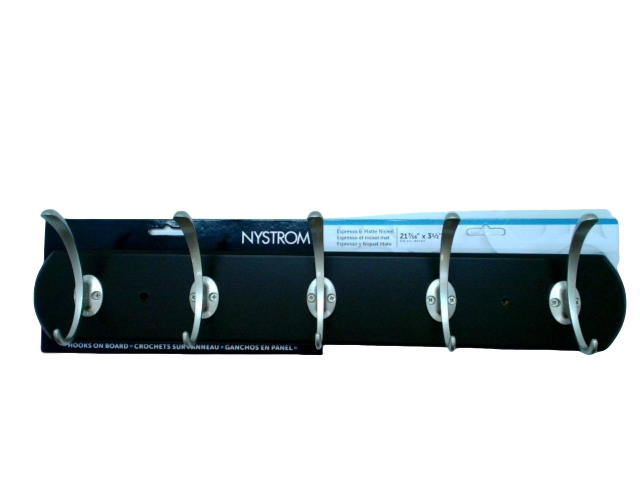 Nystrom Espresso Nickel Hook Rail with 5 Hooks - Brantford Surplus