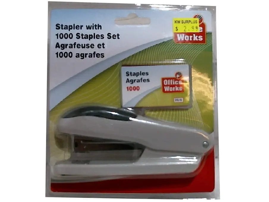 Office Works 26/6 Stapler w 1000 Staples Set - Brantford Surplus