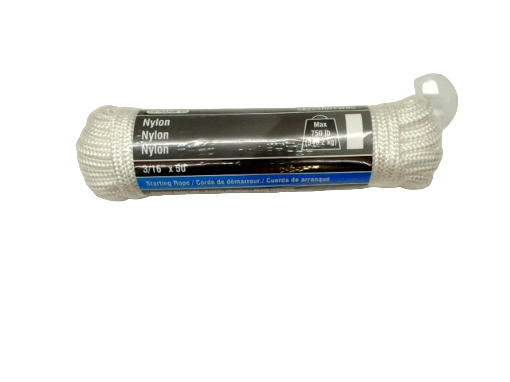 Onward 750lb Nylon Starter Rope 3/16" x 50' White - Brantford Surplus
