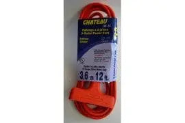 Cord Extension 12 foot 3 outlet 16/3 indoor/outdoor Chateau Manis Electronics