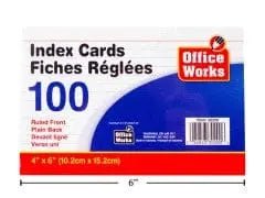 O.WKs. 4x6" 100 - Pc Ruled Index Card - Brantford Surplus