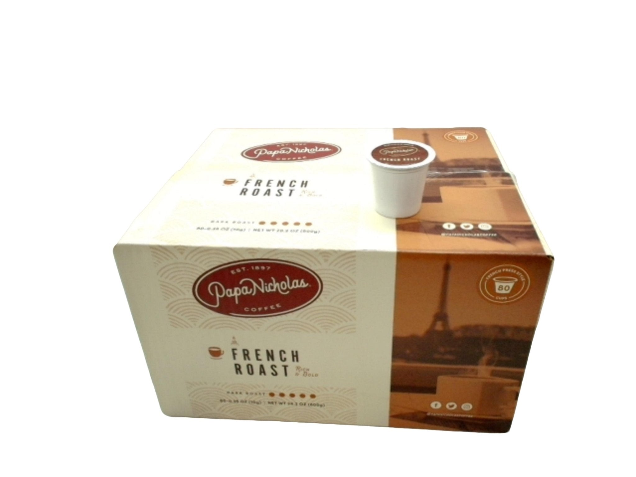 Papa Nicholas French Roast Coffee Pods - 80 Count - Brantford Surplus