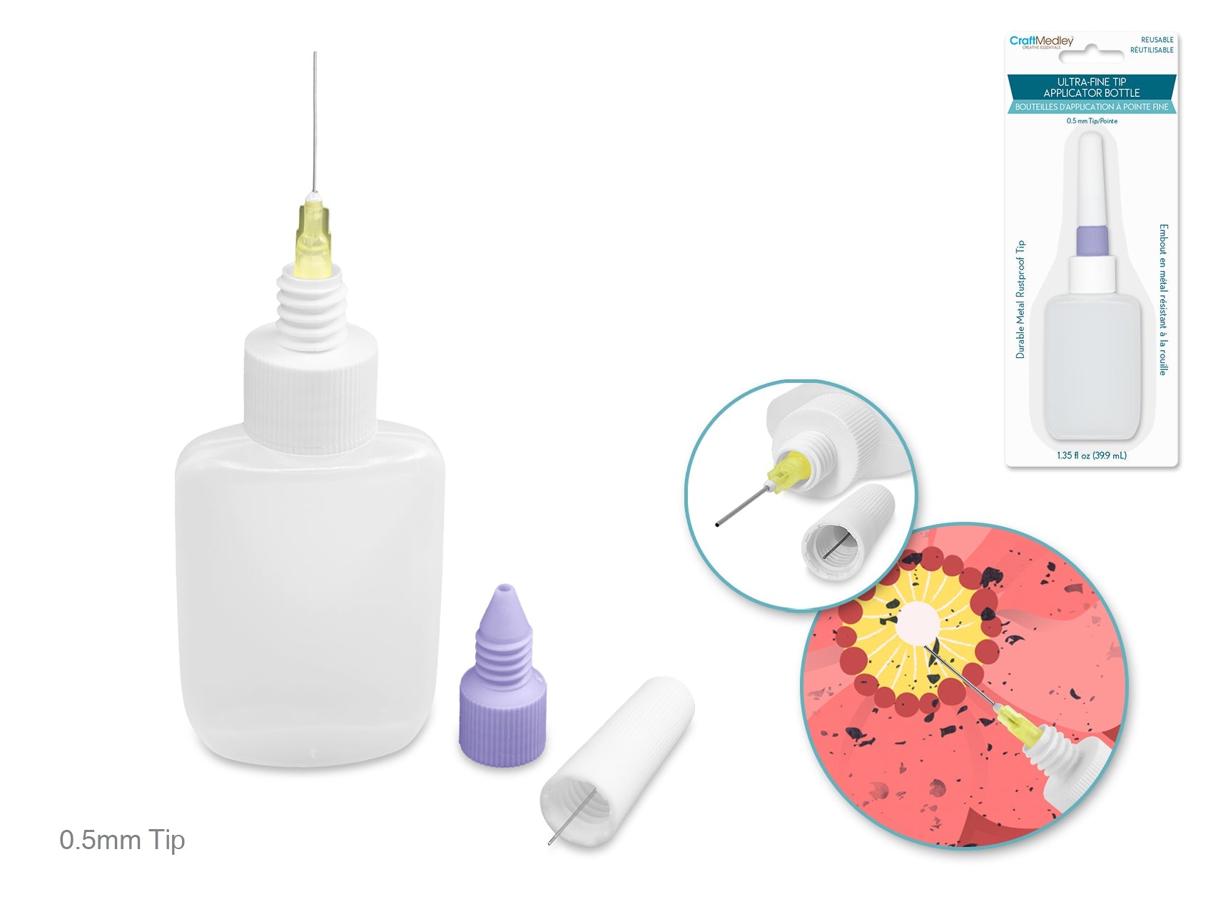 Plastic Bottles: 1.35 fl oz 0.5mm Tip Ultra Fine - Liner Applicator Bottle - Brantford Surplus