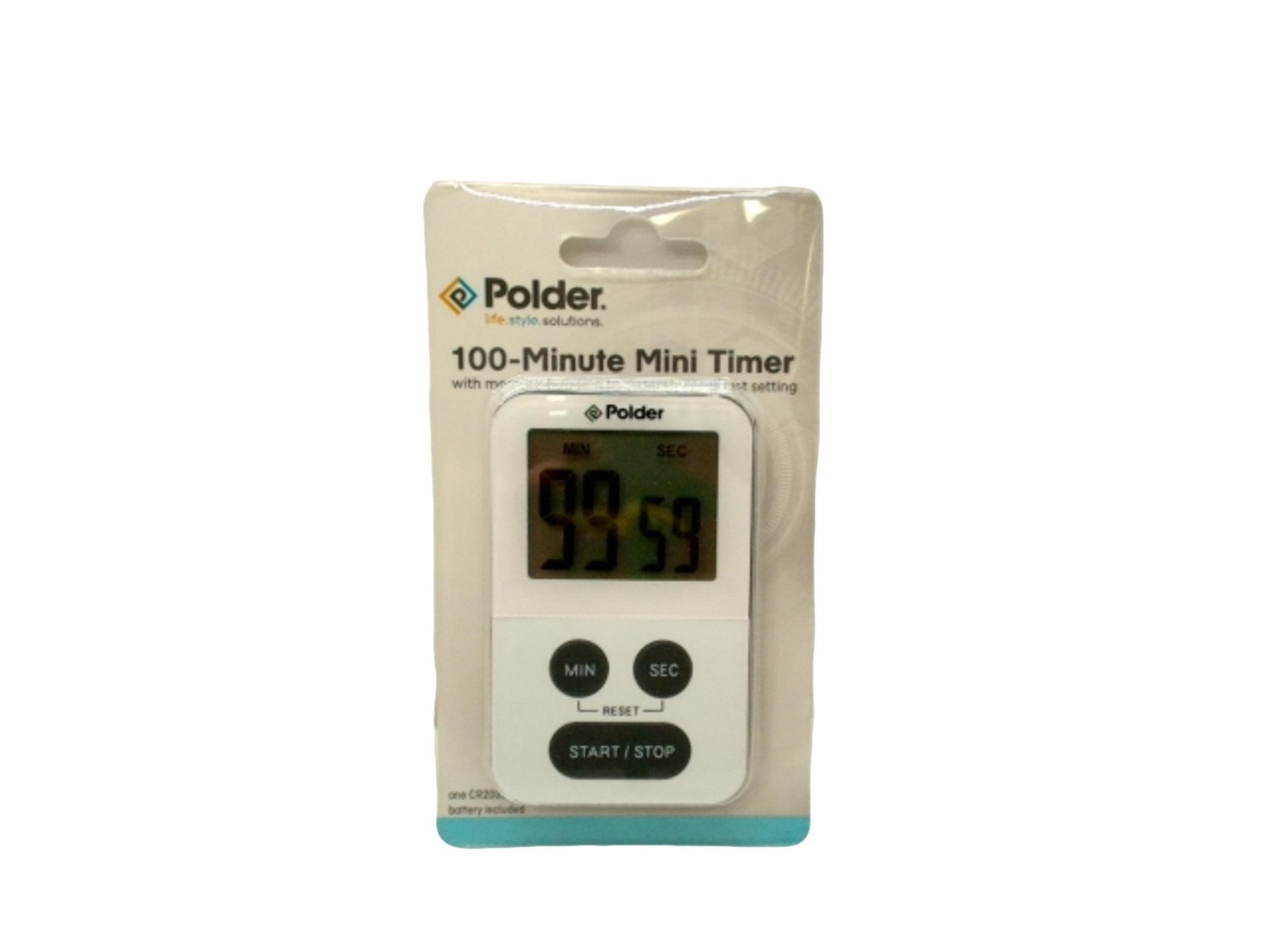 Polder 100 - Minute Mini Kitchen Timer - White - Brantford Surplus