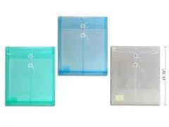 POLYP.ENVELOPE W/STRING,LETTERSIZE,CLEAR CLRS ASST T - Brantford Surplus