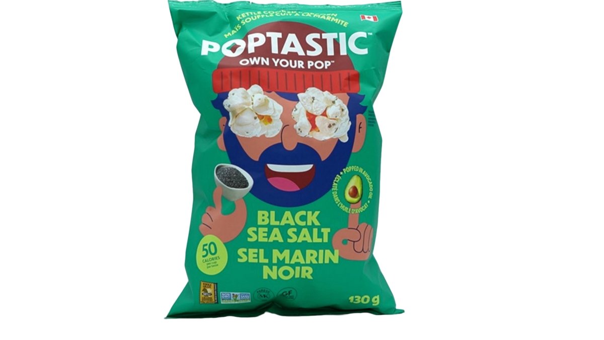 Poptastic Black Sea Salt Kettle Popcorn 130g Snack - Brantford Surplus