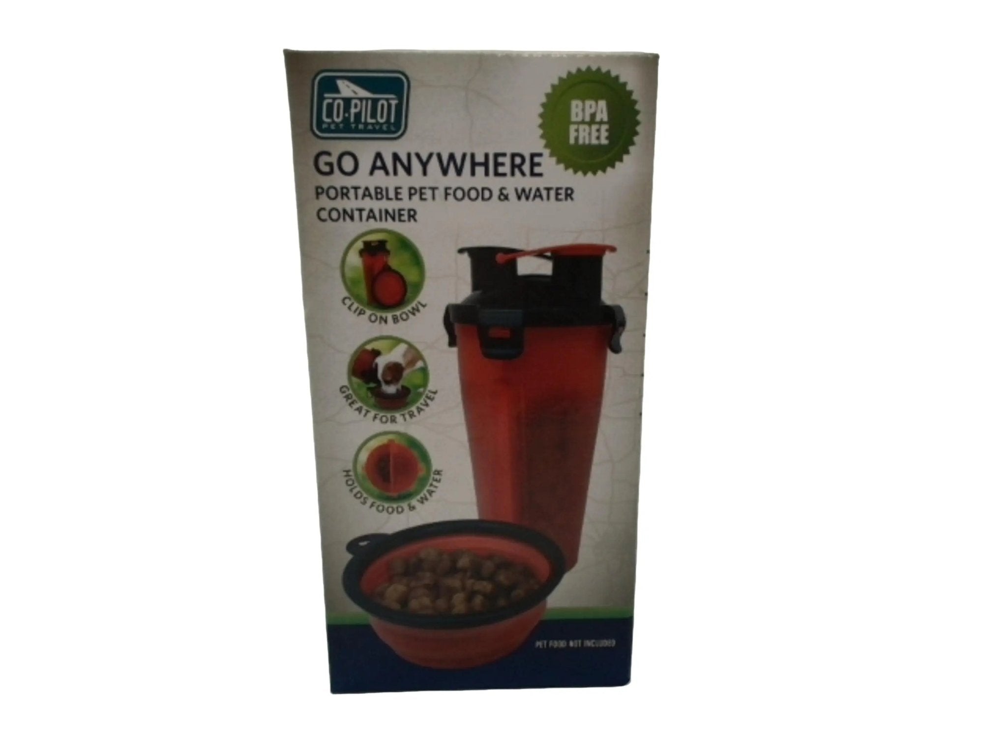 Portable Pet Food & Water Container Red Go Anywhere Co - pilot - Brantford Surplus