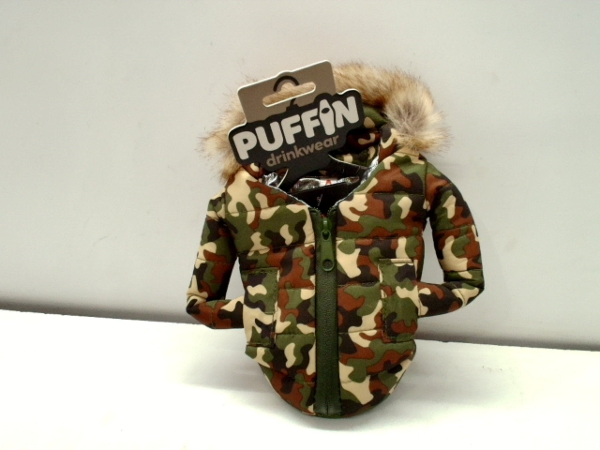 Puffin Camo Hooded Can Cooler - Insulated Drink Koozie - Brantford Surplus