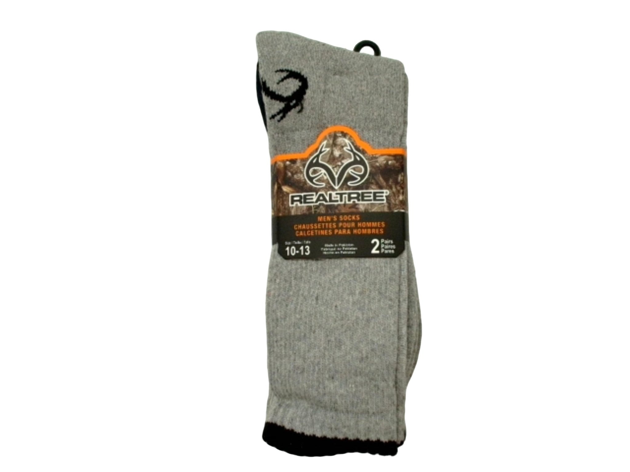Realtree Men's Light Grey Socks 2pk Size 10 - 13 - Brantford Surplus