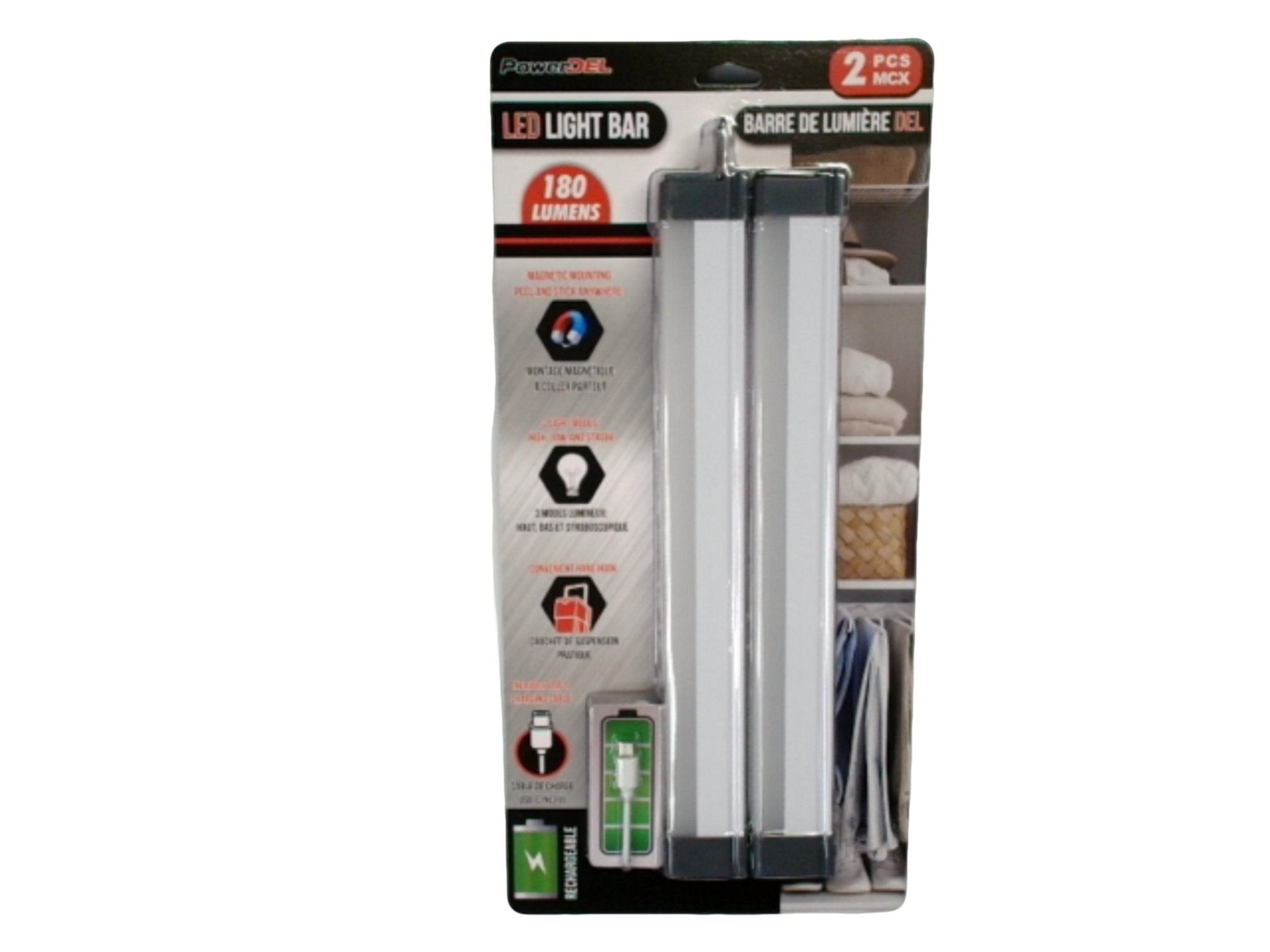 Rechargeable LED Light Bar 2 - Pack - 180 Lumens Magnetic - Brantford Surplus