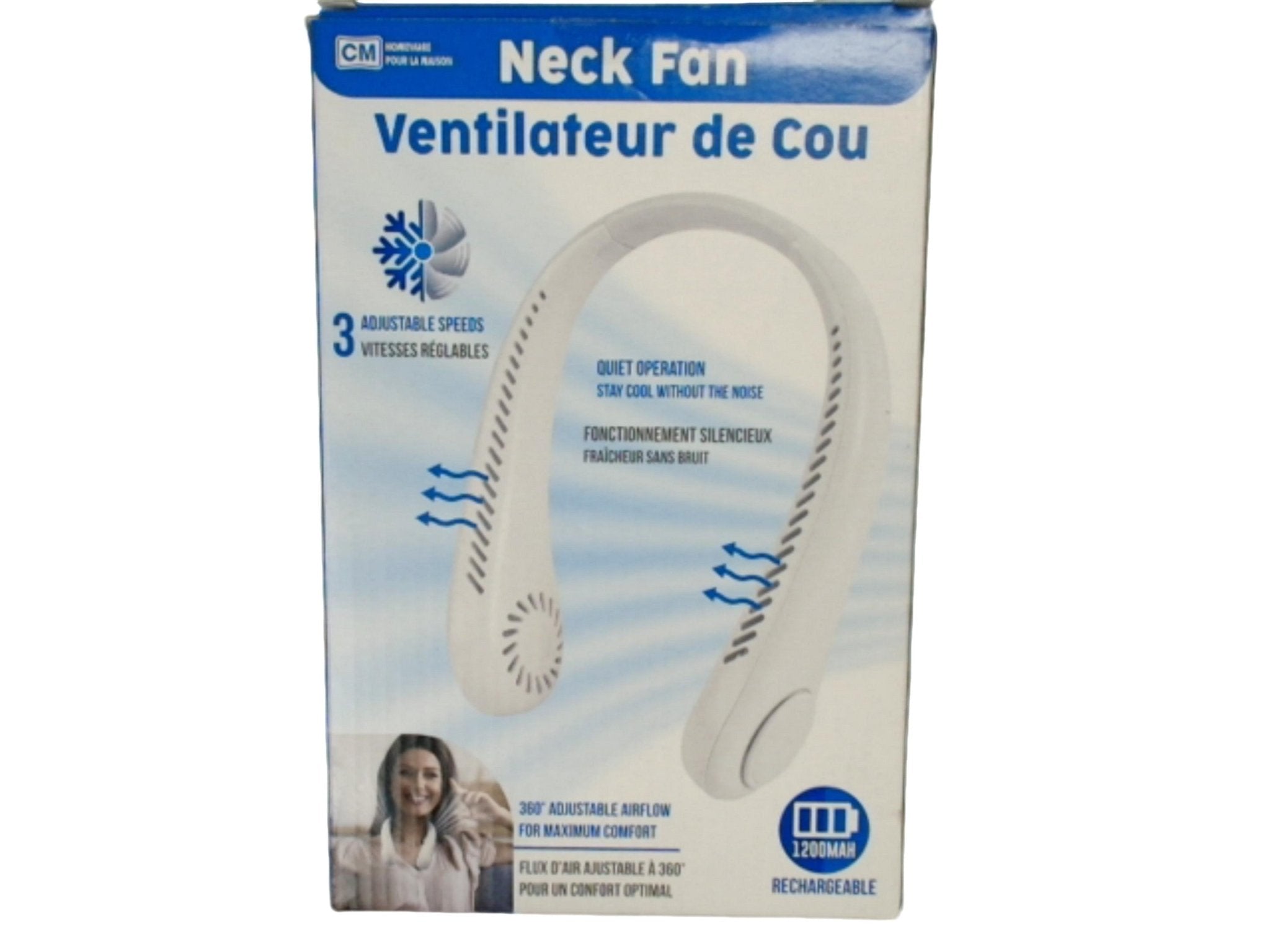Rechargeable Quiet Neck Fan - 3 Speed Adjustable - Brantford Surplus
