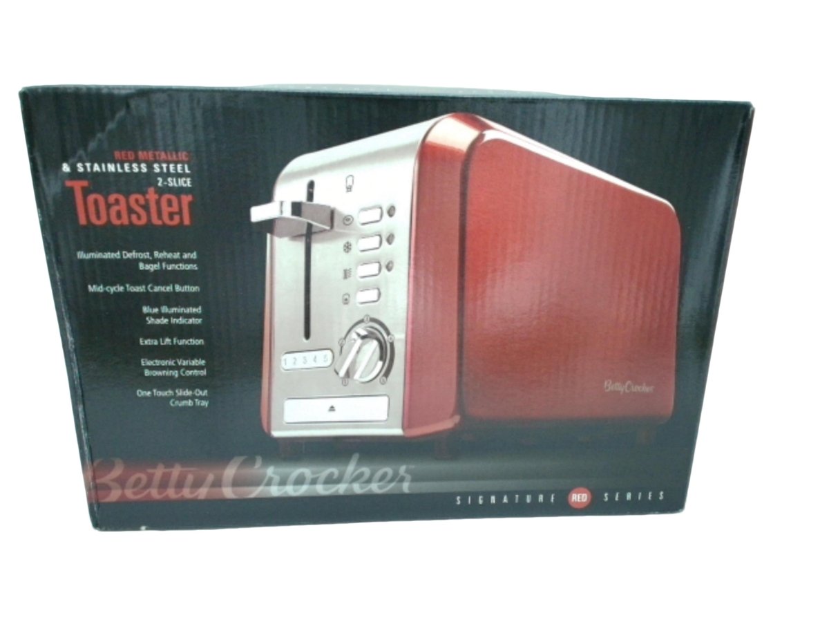 Red 2 Slice Toaster Stainless Steel - Betty Crocker - Brantford Surplus
