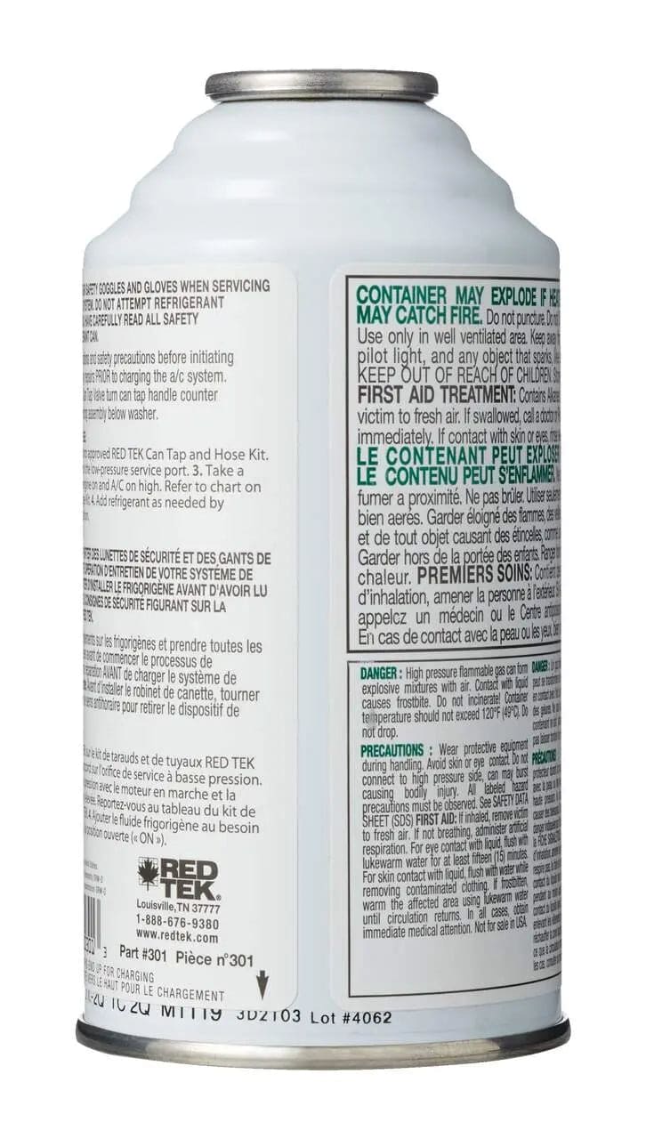 RED TEK R12a Hydrocarbon A/C Refrigerant Recharge, 6 - oz - Brantford Surplus