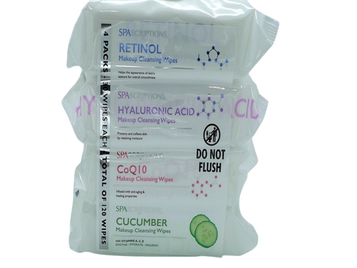 Retinol Makeup Remover Wipes - 120ct Spascriptions - Brantford Surplus