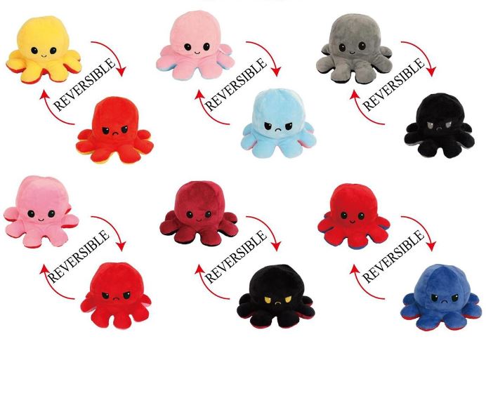 Reversible Octopus Plush Toy - Mood Changing Stuffed Animal - Brantford Surplus