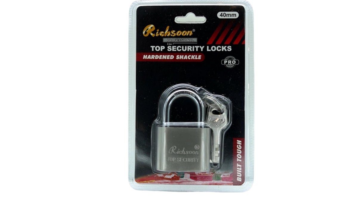 Richsoon 40mm Hardened Shackle Padlock - Heavy Duty Security - Brantford Surplus