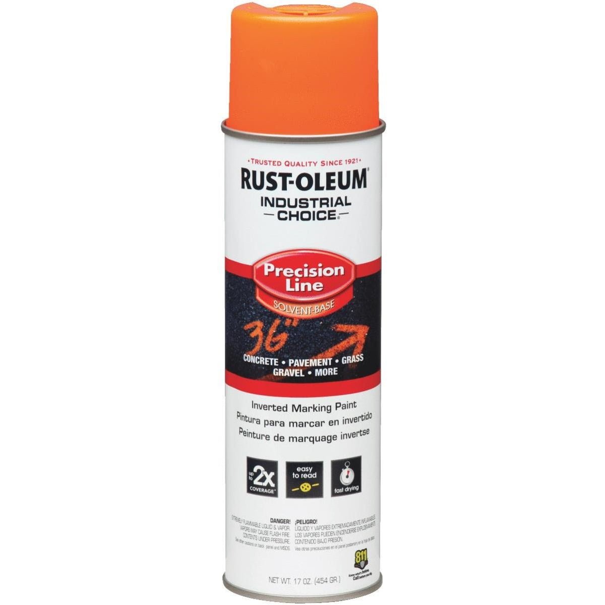 Rust - Oleum Orange Inverted Marking Paint - Precision Solvent 482g - Brantford Surplus