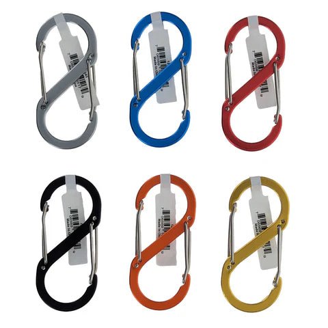 S Carabiner 2 - 3/4" X 1" Dual Clip Aluminum Ass't Colours - Brantford Surplus