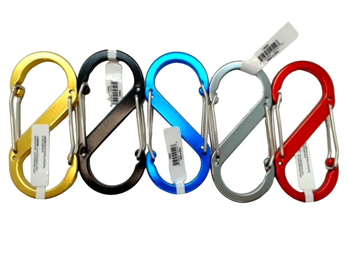 S Carabiner 3.5" x 1.5" Dual Clip Aluminum Ass't Colours - Brantford Surplus