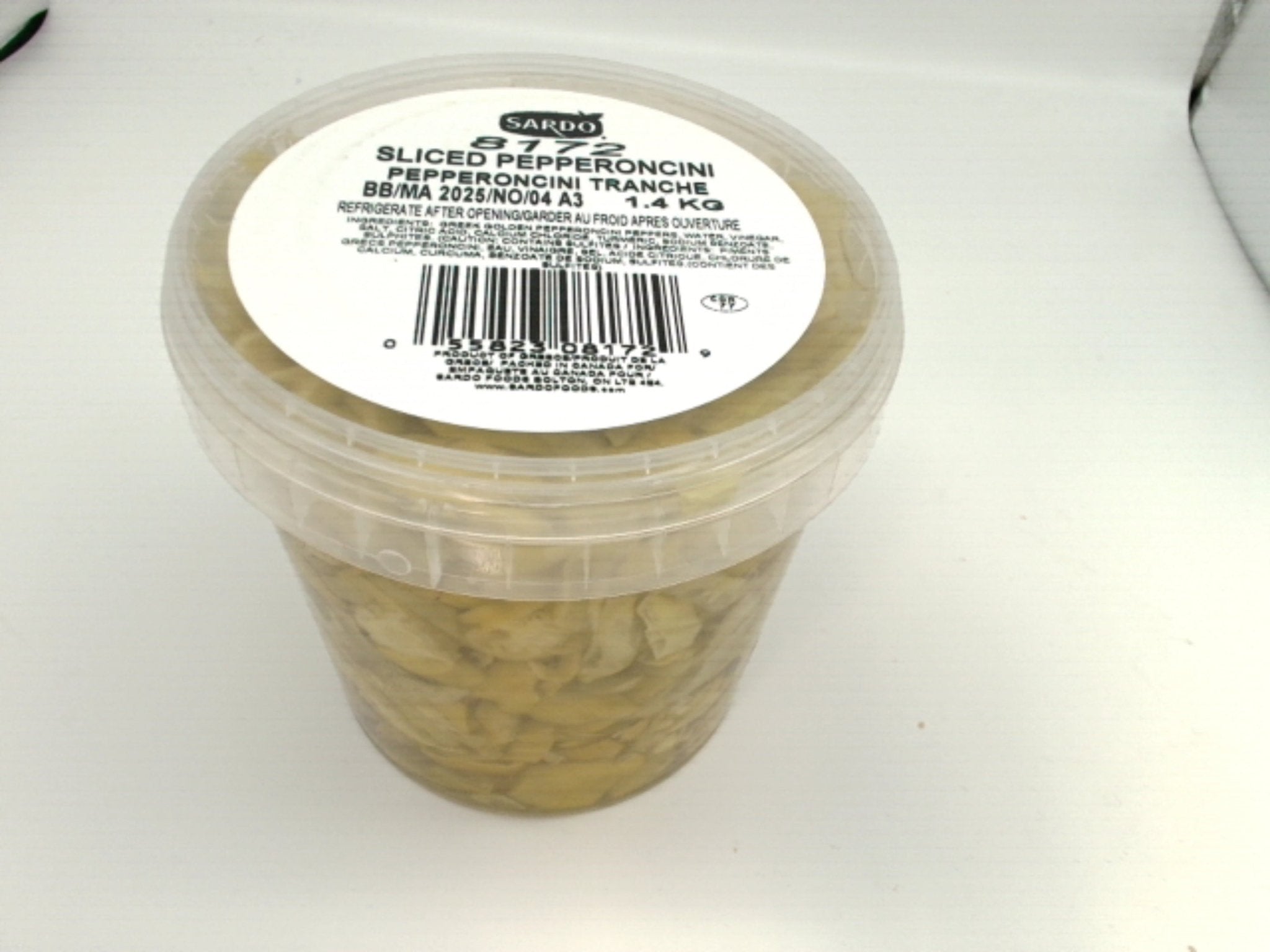 Sardo Sliced Pepperoncini Peppers 1.4kg – Bulk Jar - Brantford Surplus