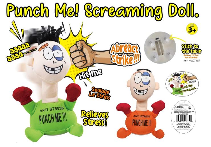 Screaming Stress Relief Doll - Punch Me Funny Toy - Brantford Surplus