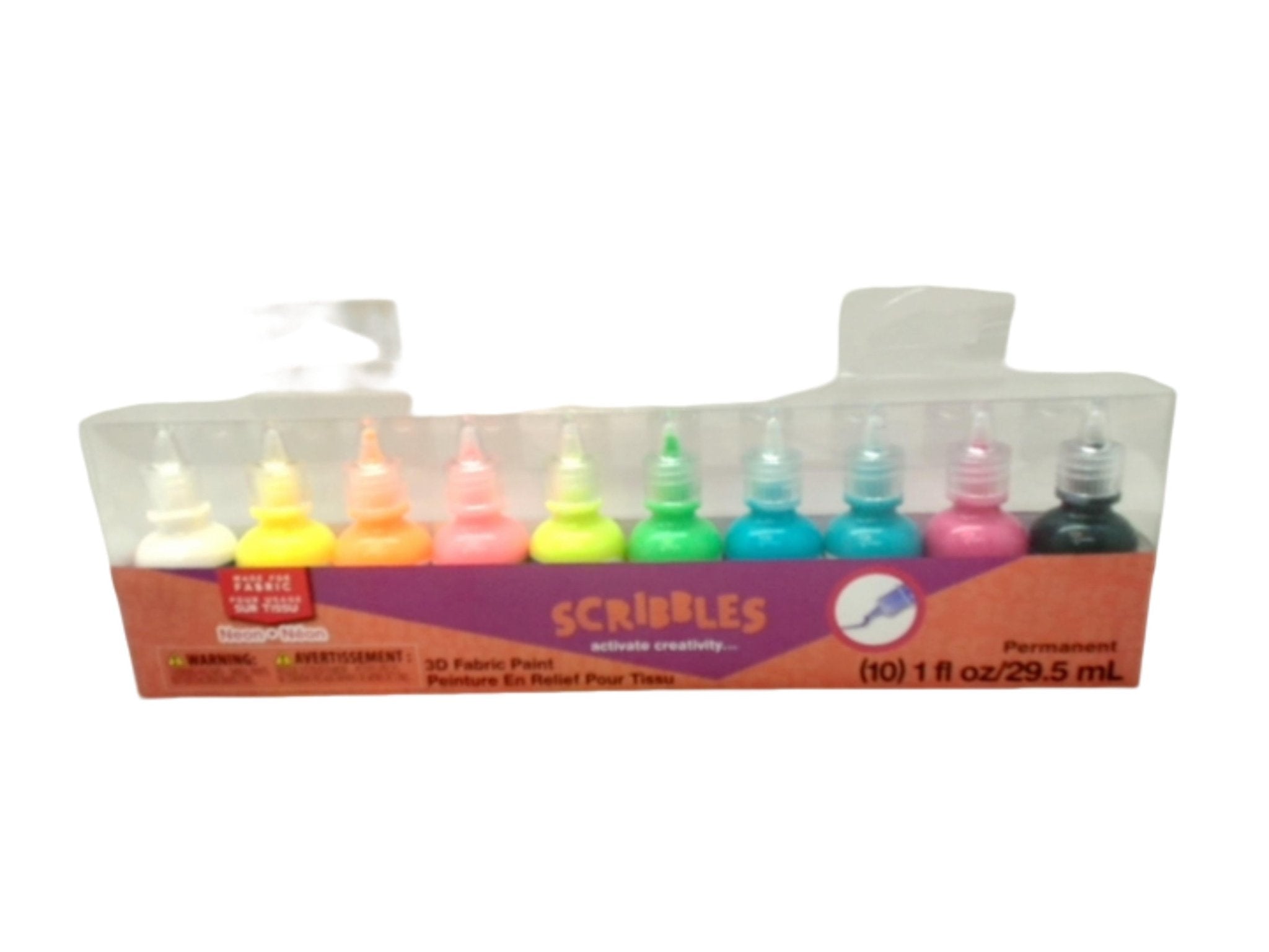 Scribbles Neon 3D Fabric Paint Set - 10 Pack - Brantford Surplus
