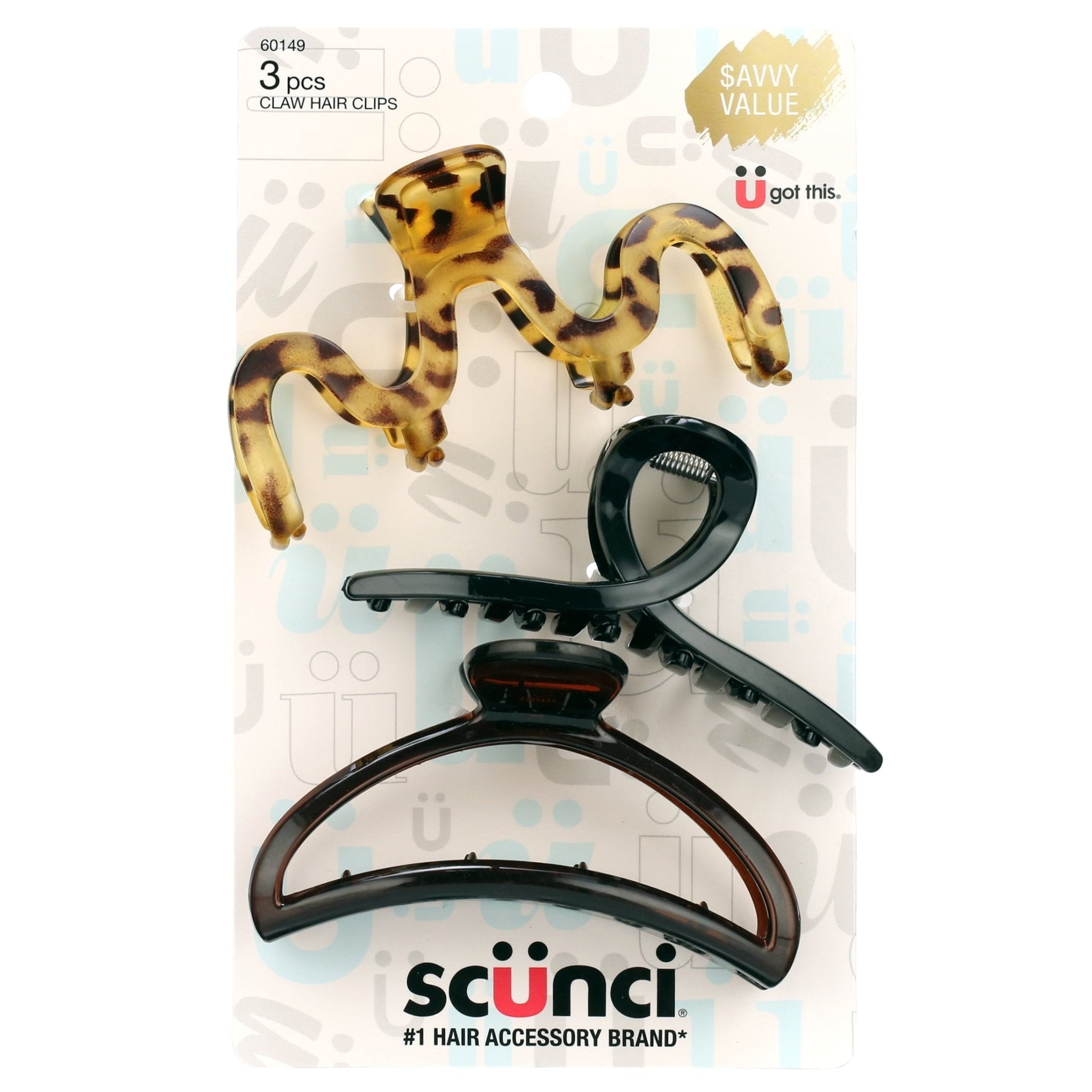 Scunci Hair Claw Clips - Versatile 3 Pack Set - Brantford Surplus