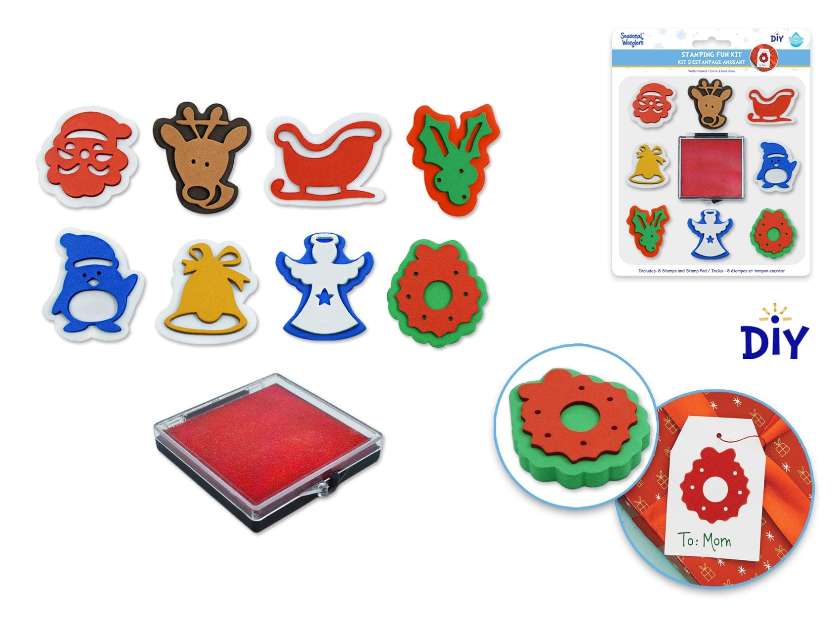 Seasonal Wonders: DIY Stamping Fun Kit 8 - Stamps + Stamp Pad - Brantford Surplus