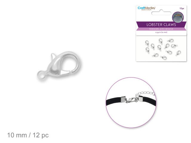 Silver Lobster Claw Clasps 10mm x12 Jewelry Findings - Brantford Surplus