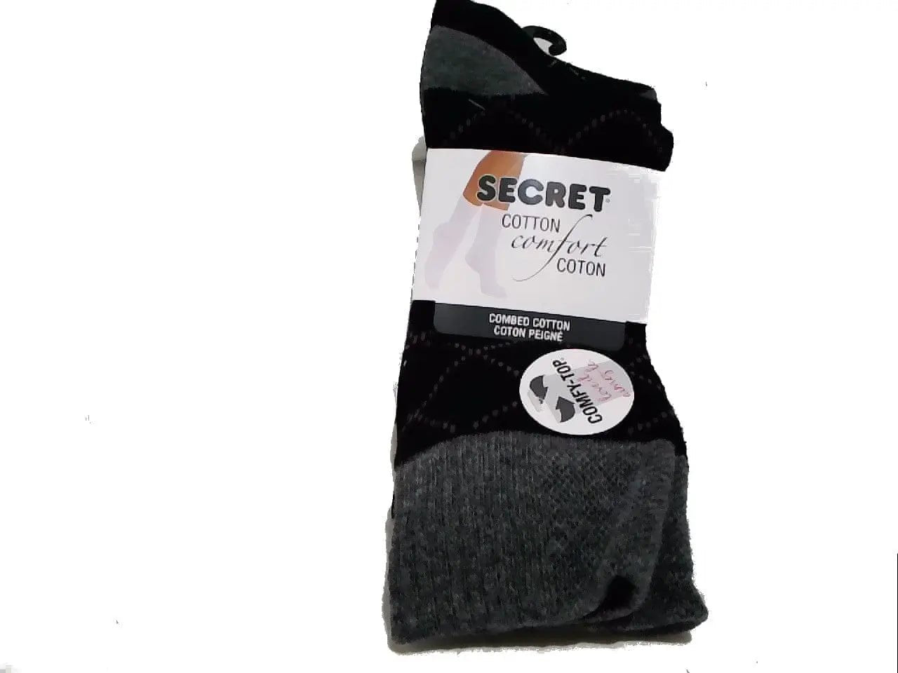 Socks Ladies 3pk Fasion Black/purple Diamonds Or Spotted Secret - Brantford Surplus