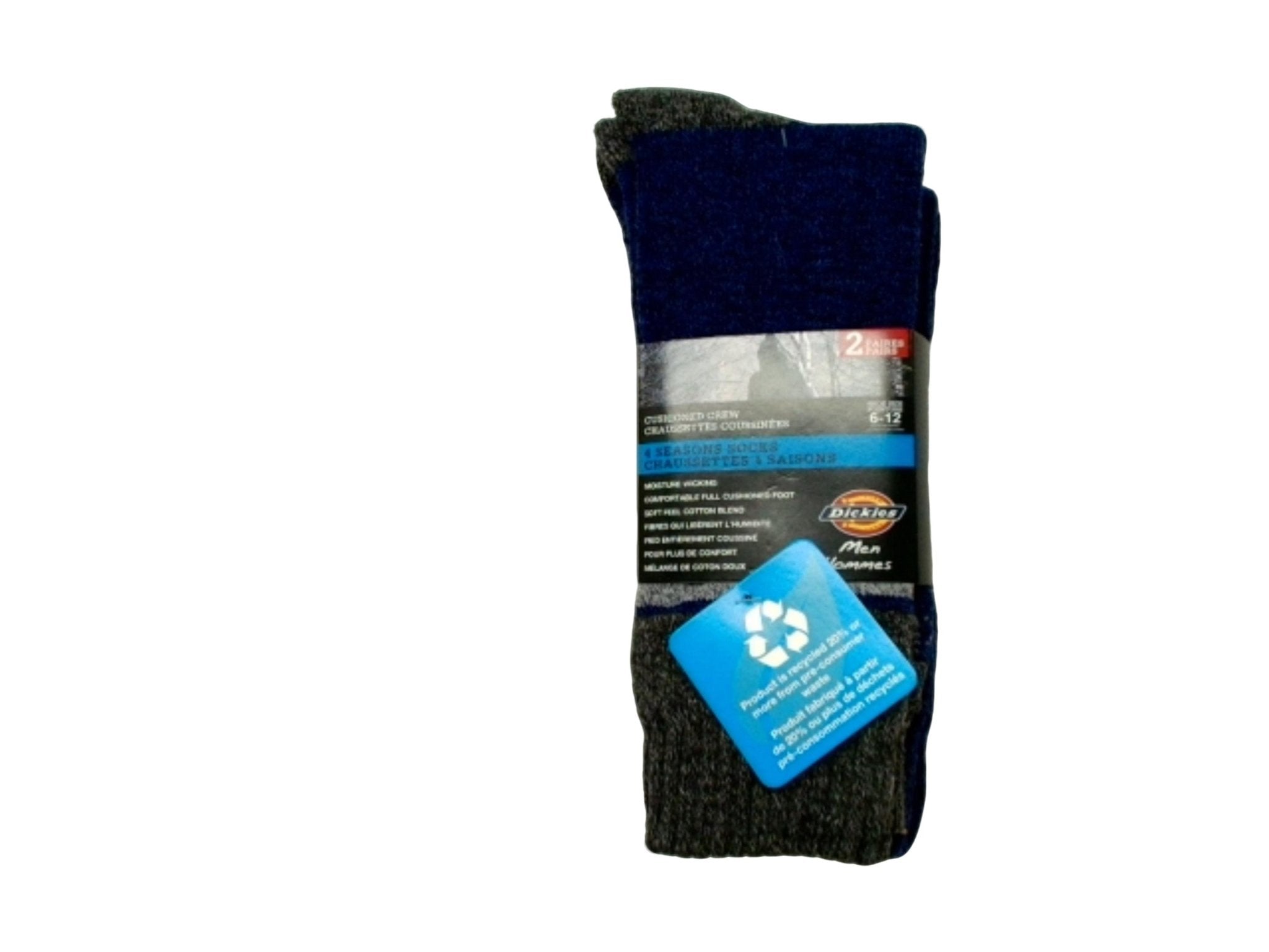 Socks Men's 2pk. 4 Seasons Cushioned Crew Navy Dickies (ENDCAP) - Brantford Surplus
