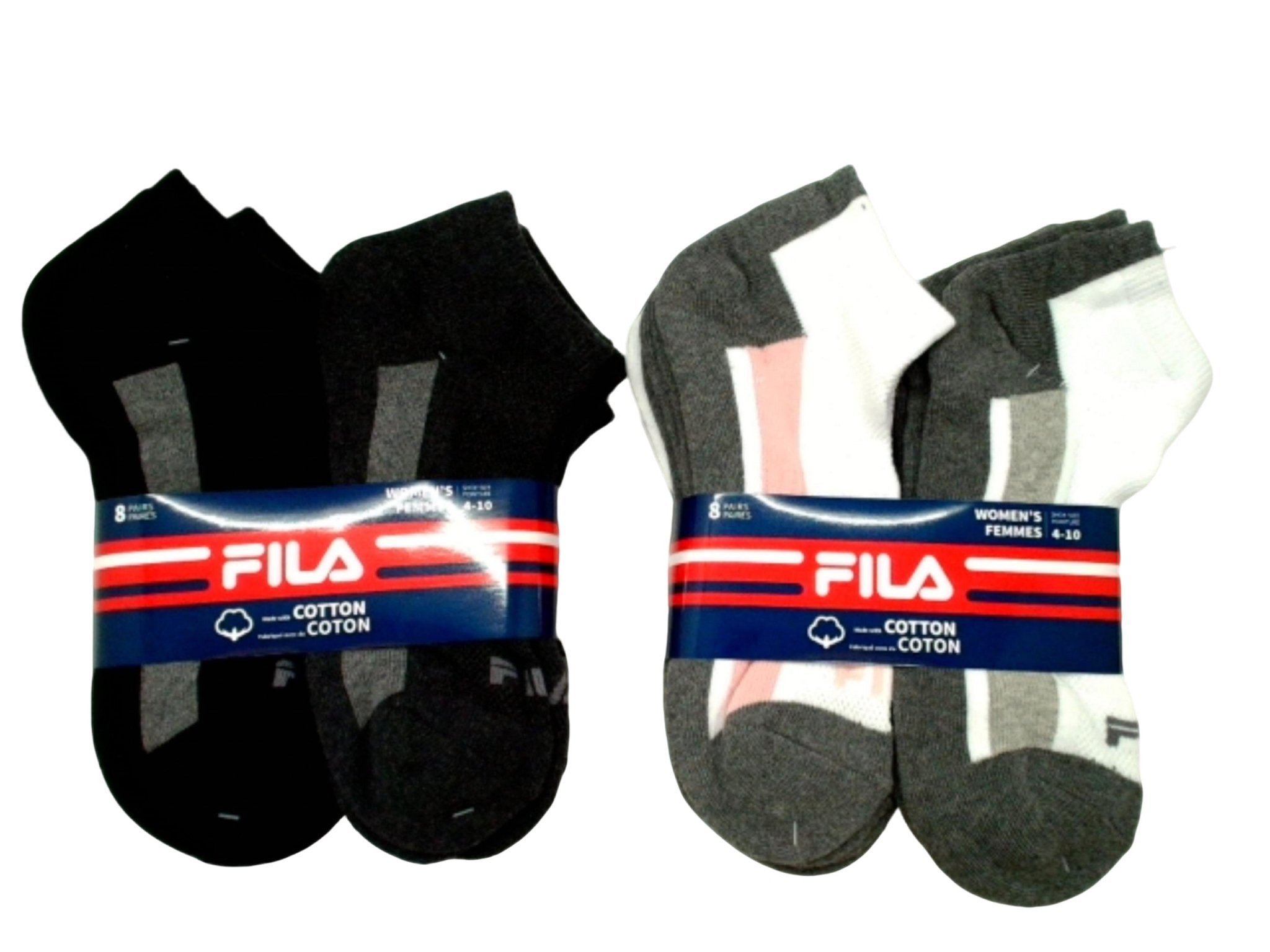 Socks Women's Ankle 8pk. Fila Size 4 - 10 Ass't Colours (ENDCAP) - Brantford Surplus