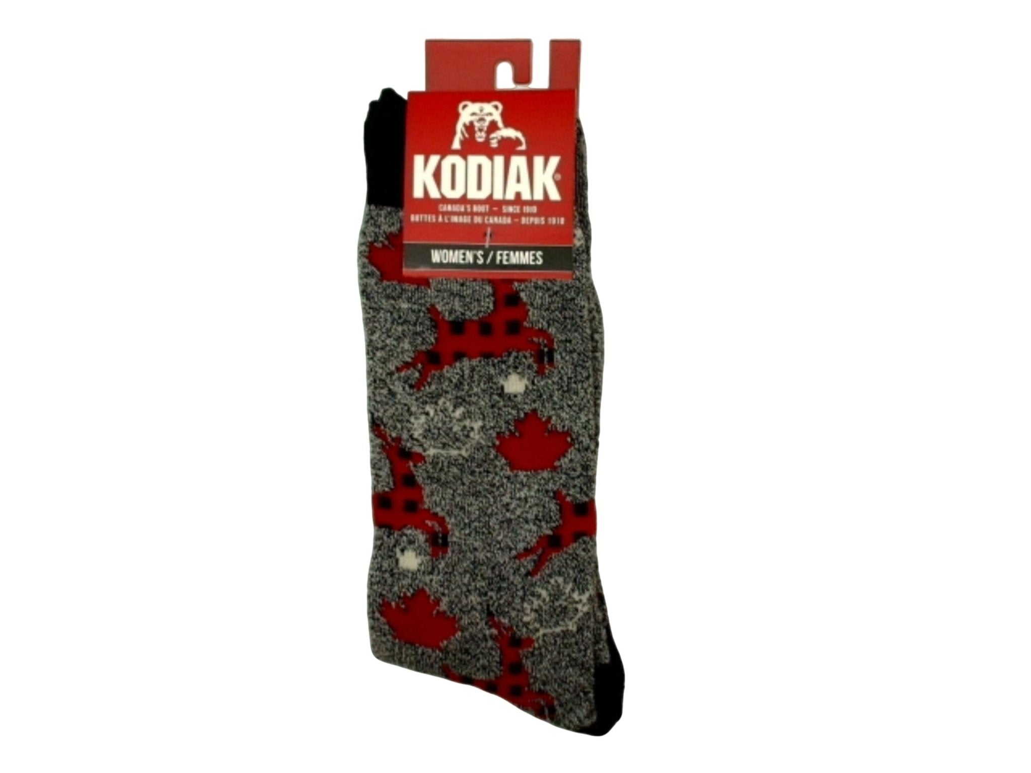 Socks Women's Boot 2pk. Black Mix Reindeer Kodiak - Brantford Surplus