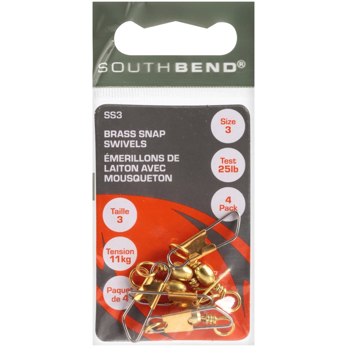 Southbend Brass Snap Swivels Size 3 - 25lb Fishing Connectors - Brantford Surplus