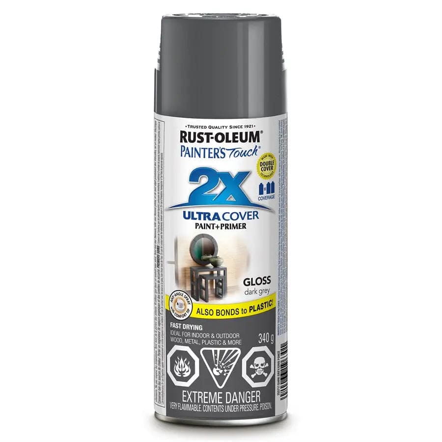 Spray Paint Dark Grey Painters Touch 2X 340G Rustoleum - Brantford Surplus