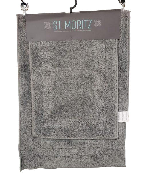 St. Moritz Non - Slip Grey Bath Mat Set - 2 Piece - Brantford Surplus