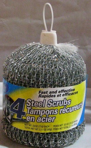 STEEL SCRUBS 4pk COUNTER DISPLAY PURE KLEEN - Brantford Surplus