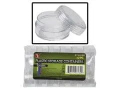 Storage Container Round 12pk. 7/8"x1.5" Clear Plastic - Brantford Surplus
