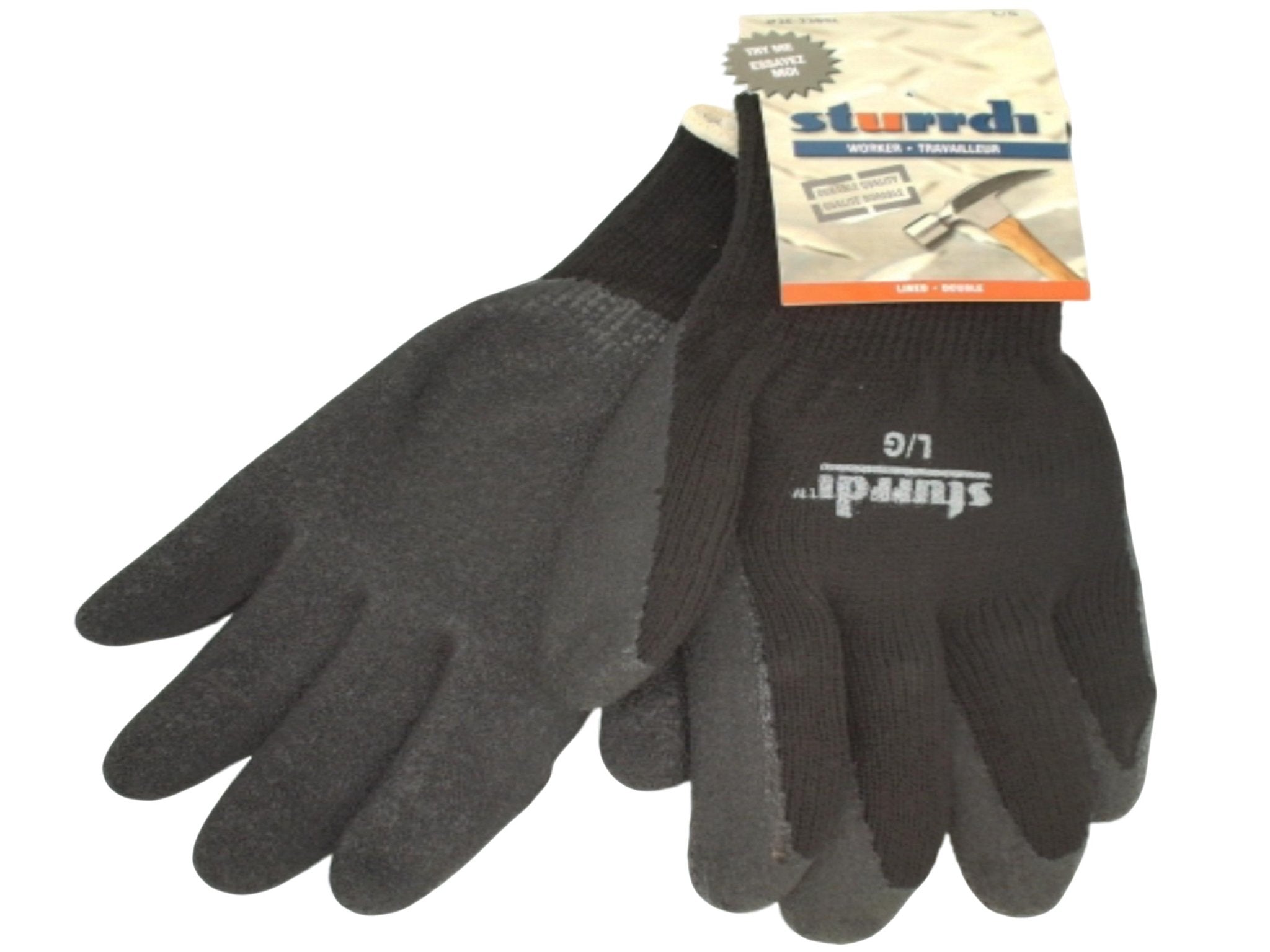 Sturrdi Black Lined Work Gloves Large - Durable Safety - Brantford Surplus
