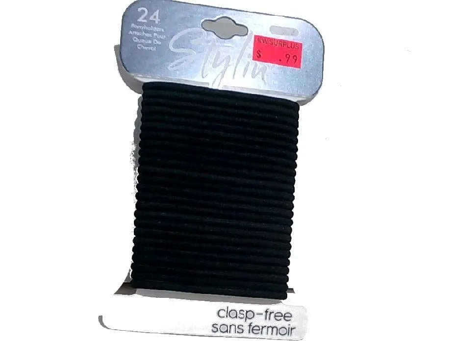 Stylin 24 - pc. Black Ponyholder Clasp free - Brantford Surplus