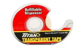 Titan transparent tape in dispenser 18mm X 33m - Brantford Surplus
