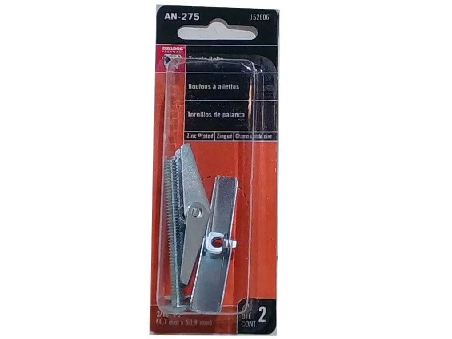 Toggle Bolts 3/16" X 2" 2pk. Zinc Plated Bulldog - Brantford Surplus