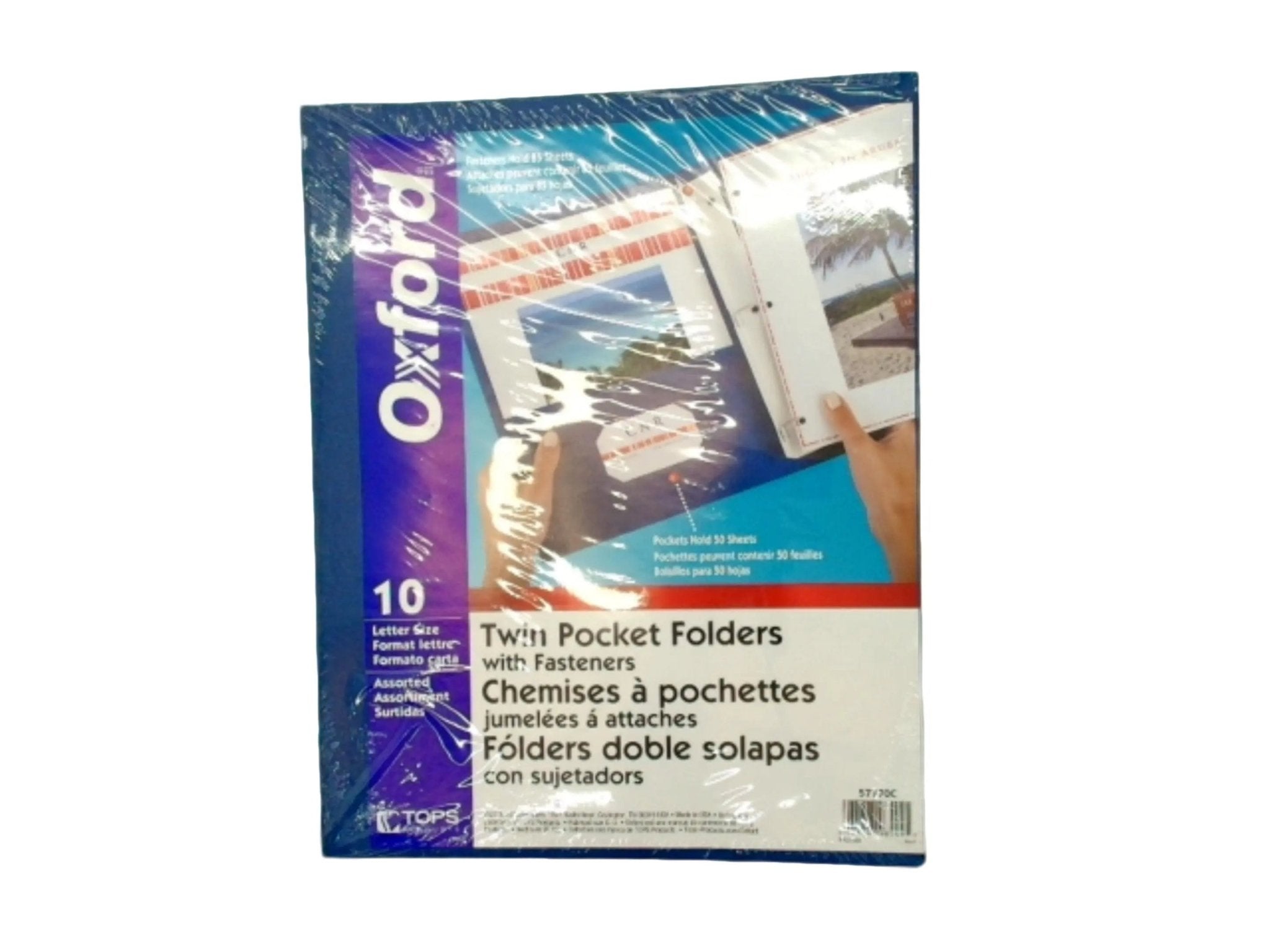 Twin Pocket Folders w/Fasteners 10pk. Letter Size Oxford - Brantford Surplus