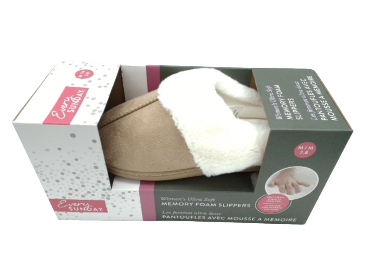 Ultra Soft Memory Foam Women's Slippers - Taupe Comfort House Slippers - Brantford Surplus