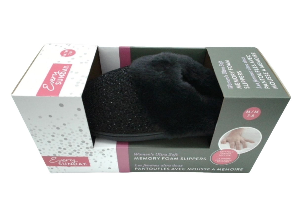 Ultra Soft Women's Memory Foam Slippers Black – Sunday Comfort - Brantford Surplus