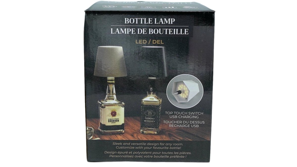 USB Rechargeable LED Bottle Lamp - Black Stylish Decor - Brantford Surplus