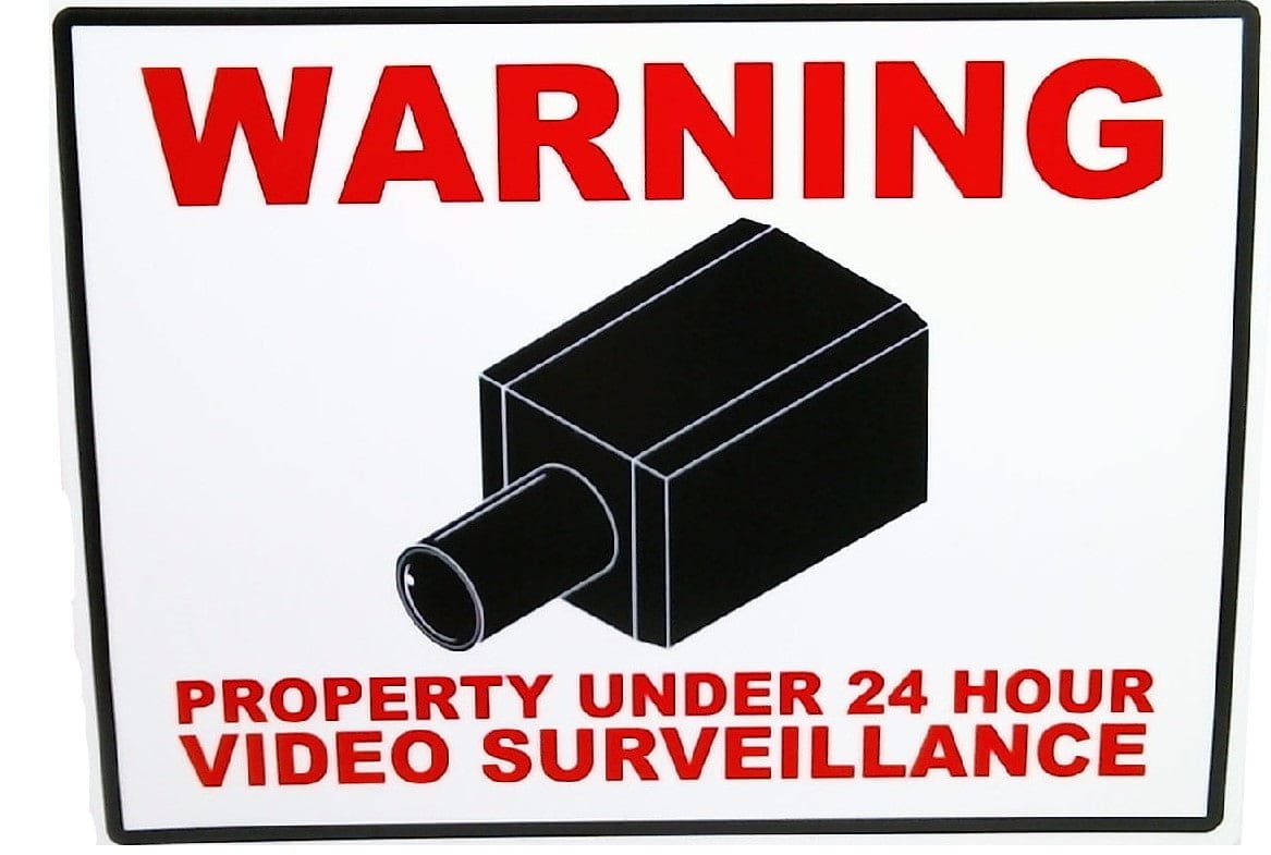 Warning Sign Large 11"x15" 24 Hour Video Surveillance - Brantford Surplus